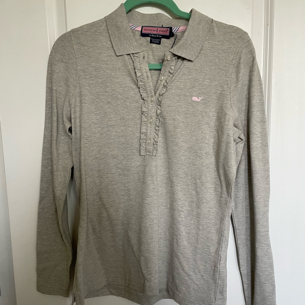 Vineyard Vines Grey Ruffled Shirt